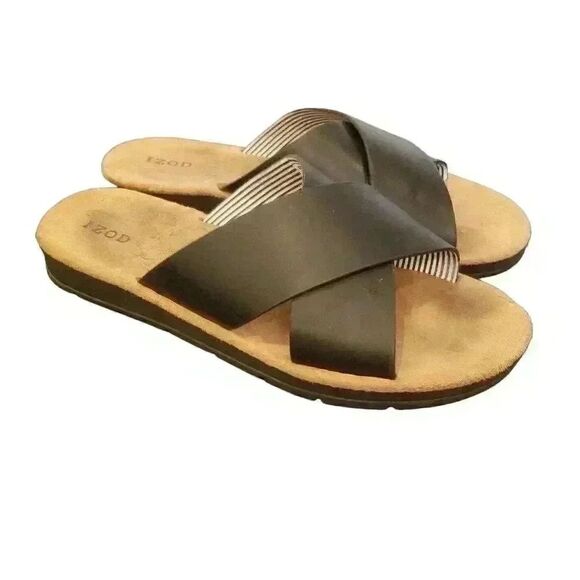 𝅺Izod Women's Black Alyssa Strap Slides - Picture 1 of 9